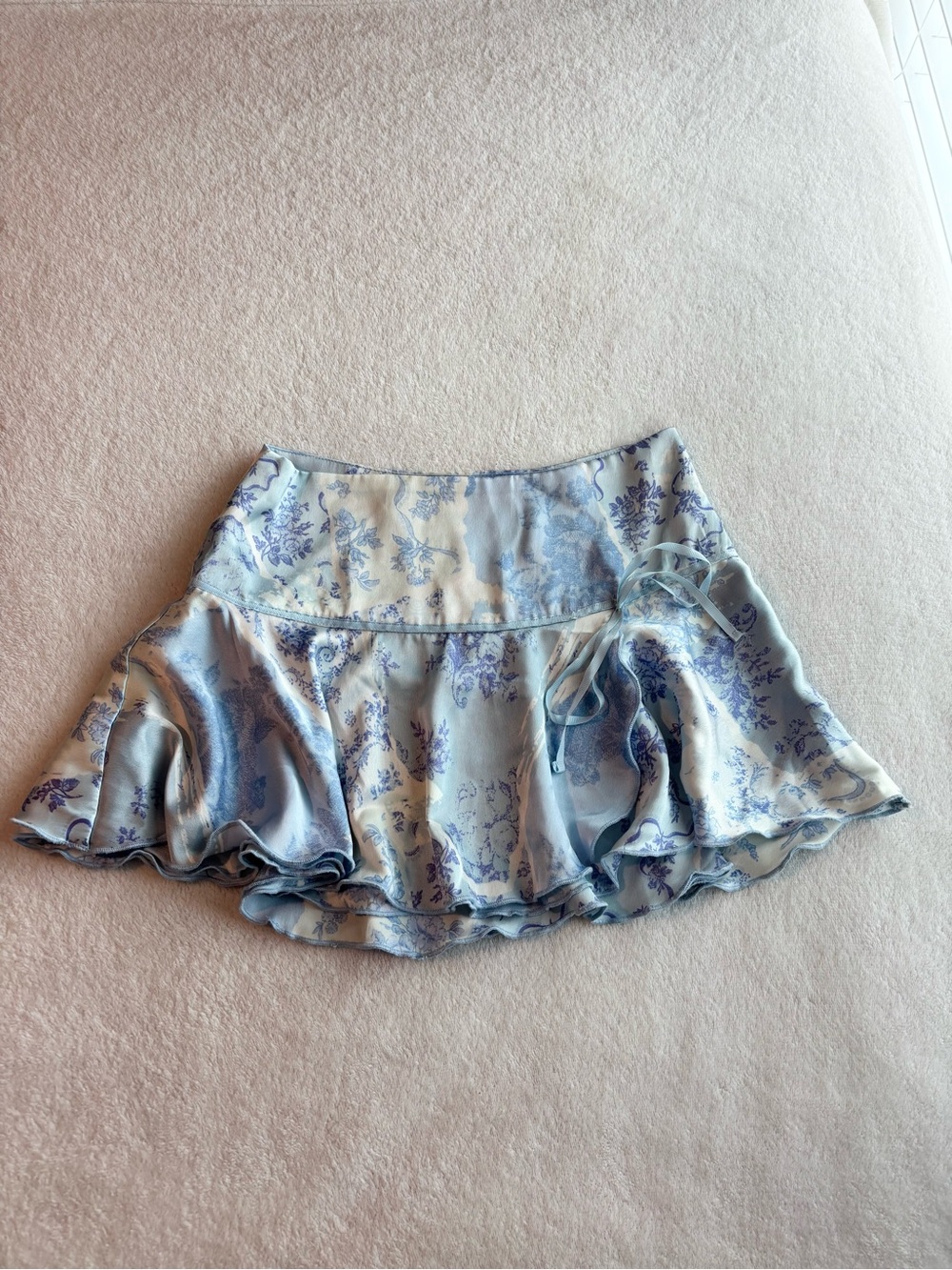 Urban Outfitters Light Blue Floral Ruffle Mini Skirt